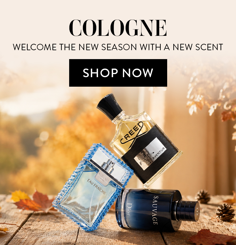 Cologne. Welcome the new season with a new scent. Shop Now button.